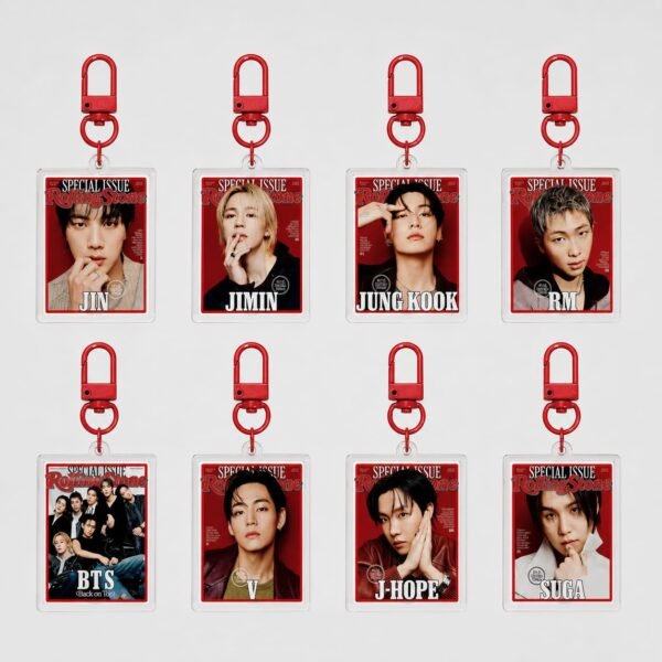 Lot de 8 Porte Clé BTS OT7 "Rolling Stone"
